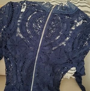 Dark blue lace bodycon dress